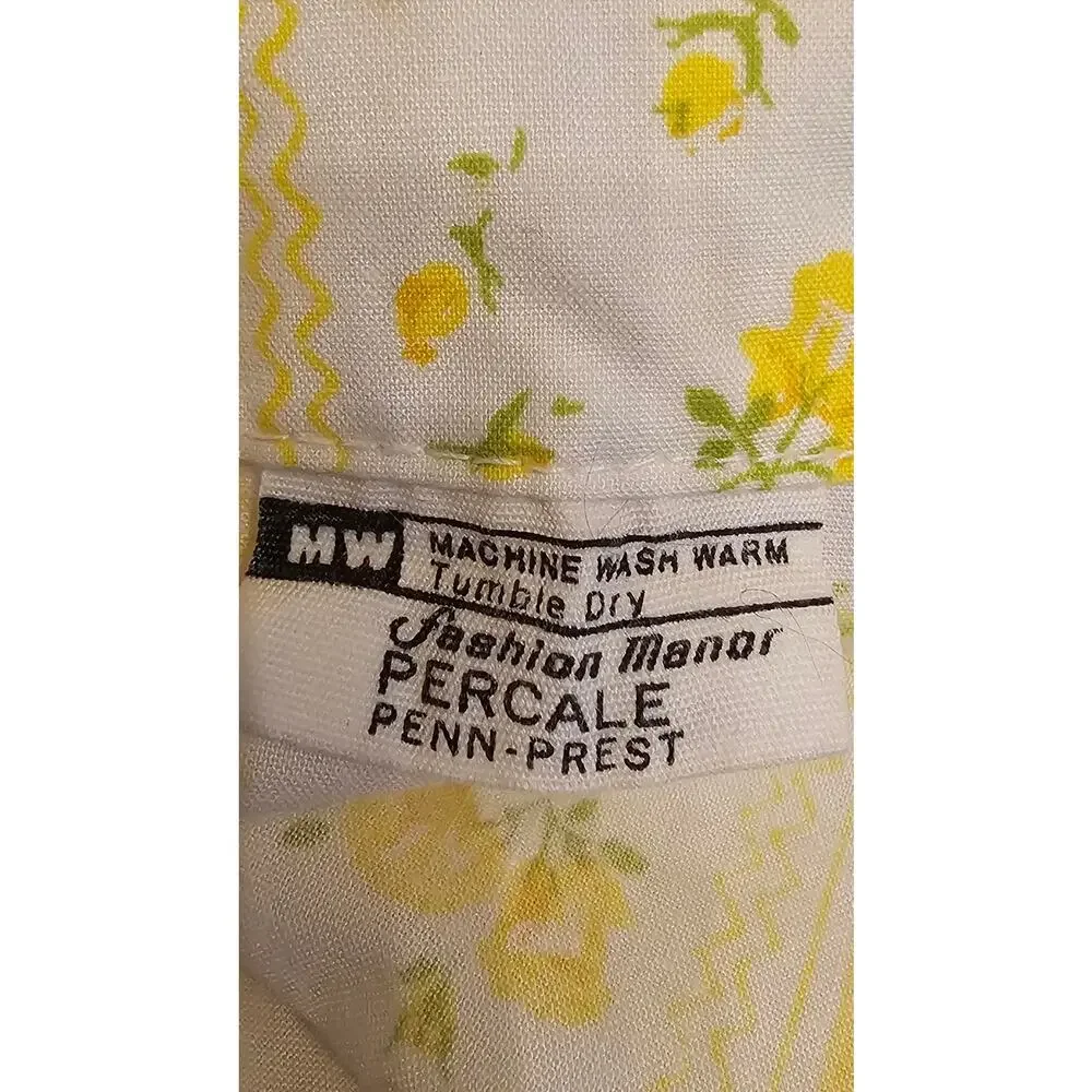 70s Vintage JCPenney Fashion Manor Yellow Floral Flat Sheet — Double Bed